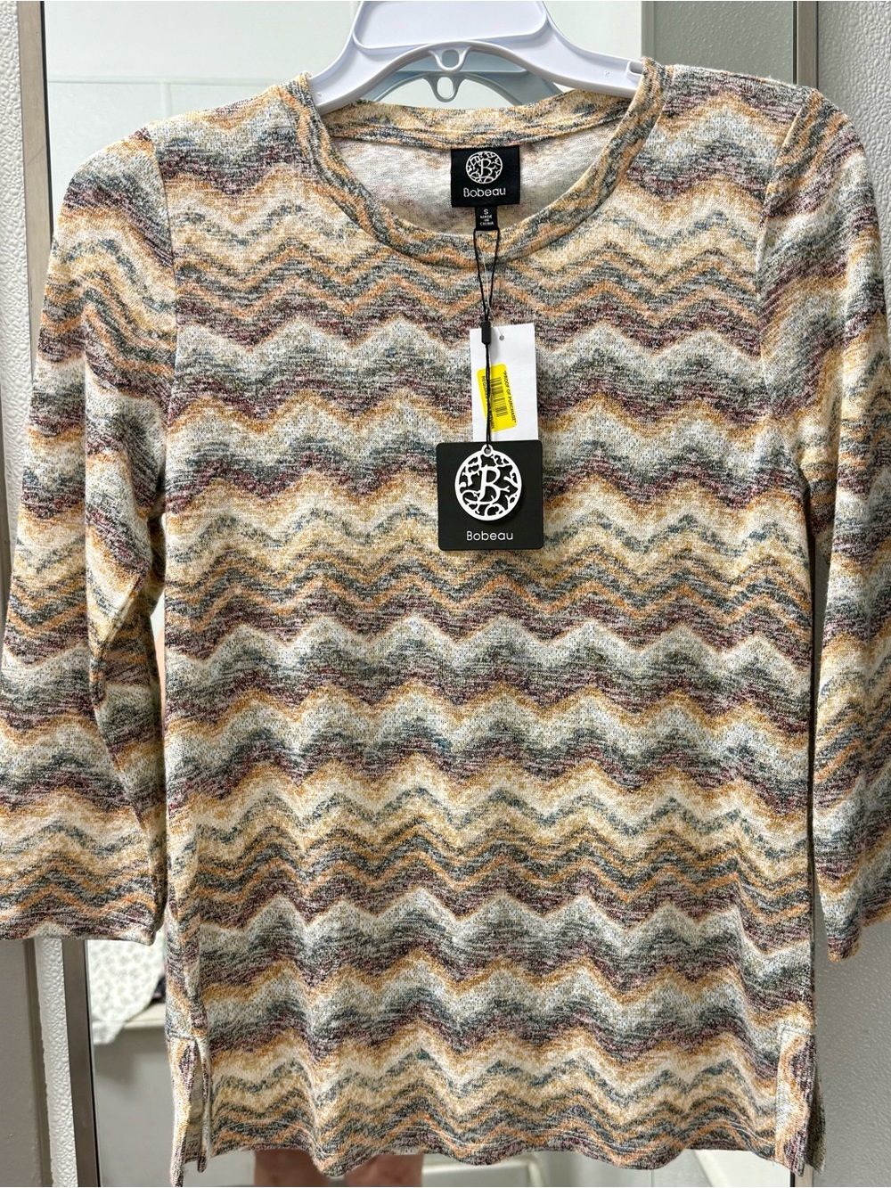 NWT Bobeau Chevron Knit Top - Soft Earth Tones - Size S